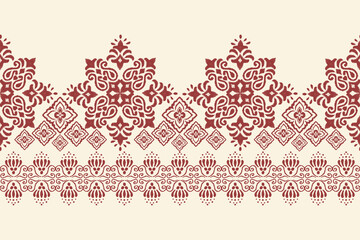 Motifs Ikat floral paisley embroidery background.geometric ethnic oriental pattern traditional.Aztec-style abstract. design for texture, fabric, clothing, wrapping, decoration
