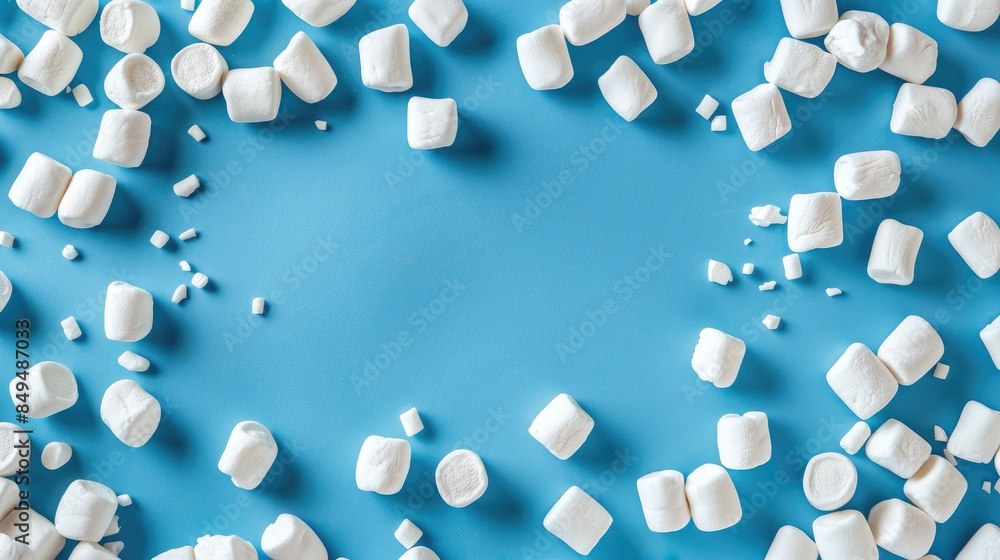 Poster Blue background with marshmallows