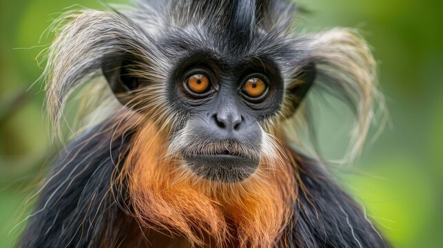Close up photo of the Javan lutung