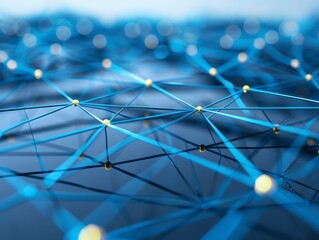 Abstract Network Connections with Blue-Toned Dots and Lines