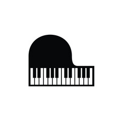 Musical instrument logo illustration, piano silhouette suitable for music stores and communities