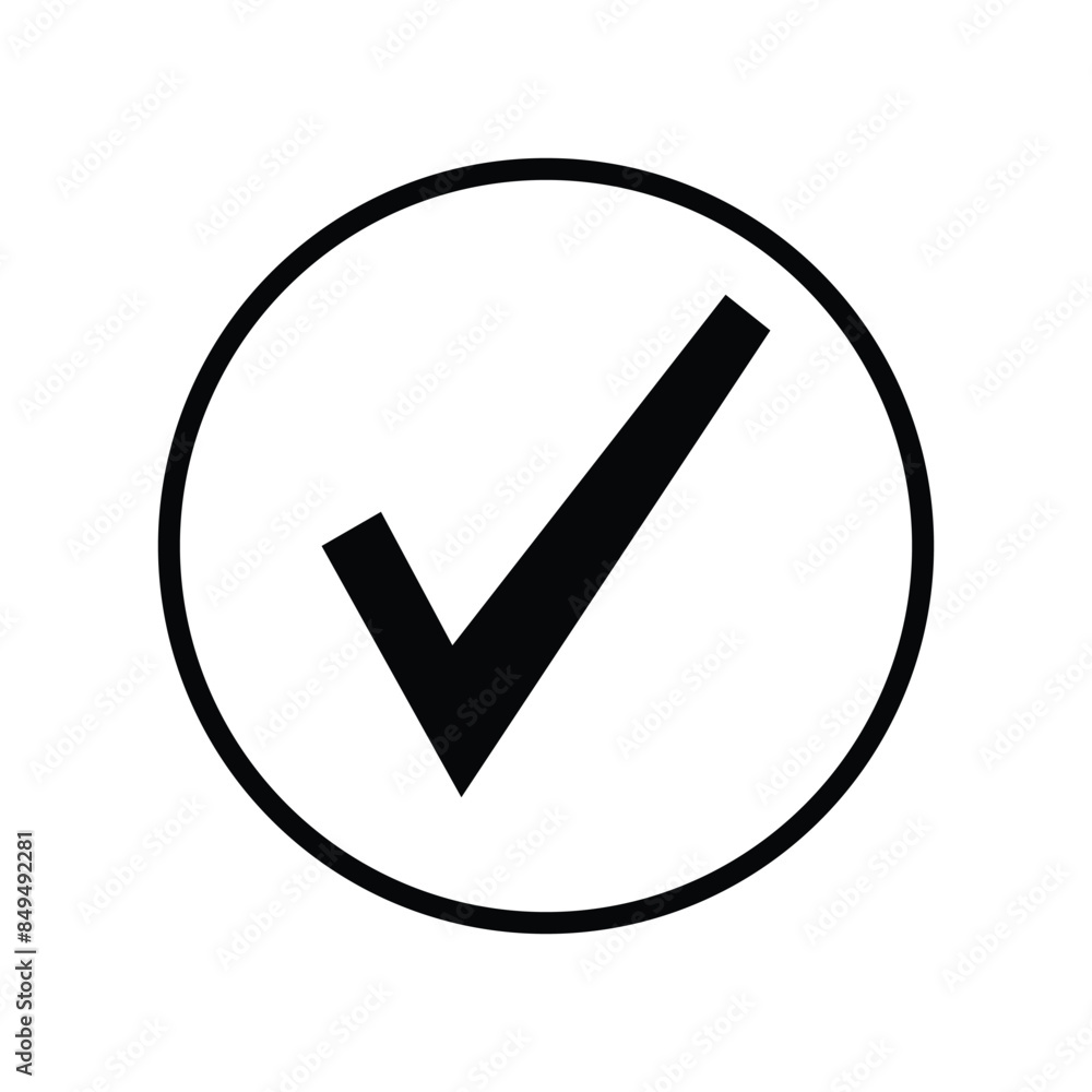 Poster checkmark icon vector logo template. check list button icon. check mark in round sign. vector illust