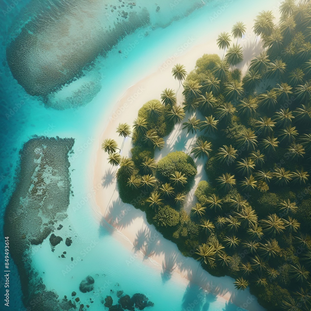 Poster view of tropical island