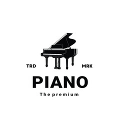 Musical instrument logo illustration, piano silhouette suitable for music stores and communities