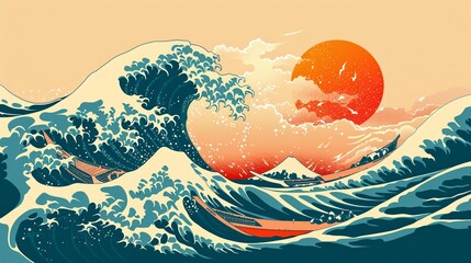 Vector illustration of tide of sea water