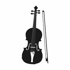 Silhouettes of stringed  bowed musical instruments. Vector Illustration of Silhouettes of double bass  cello  viola  violin. Violin Silhouette Vector. © Smourind Luck