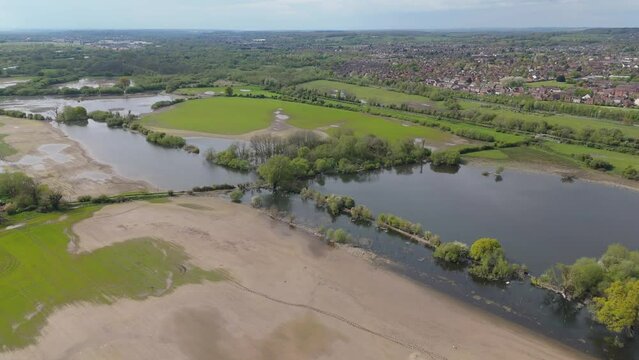 Flooded Farmland in Berkshire Aerial Drone View