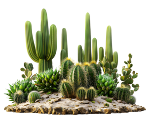 Group of Cactus on transparent background