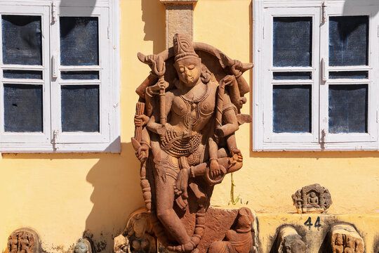 Antique statue at historic Sukh Mahal in Bundi, Rajasthan, India, is a grand summer palace of Rajputs on the Sukh Sagar lake.