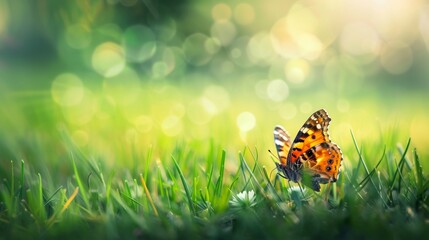 A beautiful butterfly rest on grass land