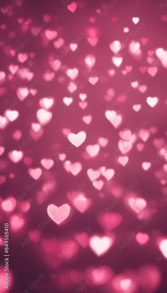 Wall mural blurred hearts lights valentines day pink bokeh background