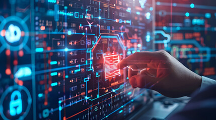 Data center in the dark with glowing servers ,Futuristic technology background with circuit board pattern ,virtual data center, digital streams futuristic