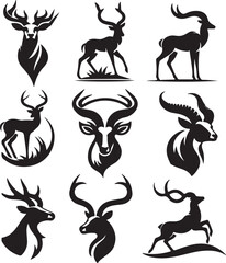 deer set vector silhouette illustration 