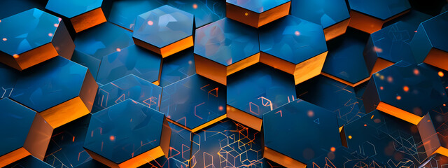 Advanced Hexagonal Pattern in Blue and Orange