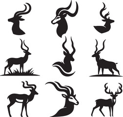 set of deer silhouettes