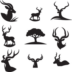 deer set vector silhouette illustration 