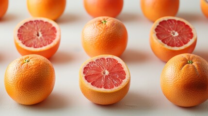 grapefruit organized in rows and top view