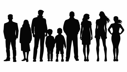 vector-silhouette-of-people-standing-on-white-back