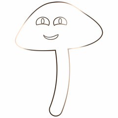 Drawing of a mushroom smile in autumn in forest decor.