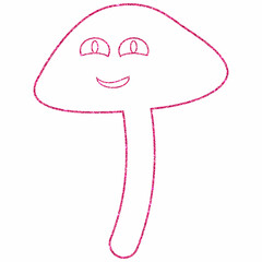 
Drawing of a mushroom smile in autumn in forest decor.
