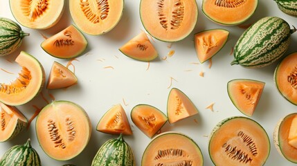muskmelon fruit with empty space and top view