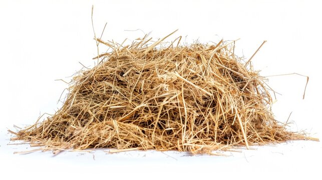 A pile of hay over white background isolated
