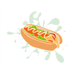 colorful illustration of a hotdog days themed square poster