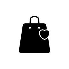 Shopping bag with heart line icon, outline vector sign, linear pictogram isolated on white. Symbol, logo illustration
