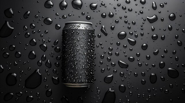 Close-up soda can on wet surface