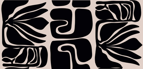 Minimalist trendy artistic art pattern. Modern black and white vector template for design.