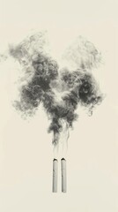 Fototapeta premium Realistic depiction of dangerous cigarette smoke causing damage to the lungs. The image highlights lung disease resulting from smoking tobacco with photorealistic detail. 