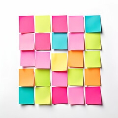 photo of a colorful post it or sticky notes for business, remainder, projects, students, etc. on white background. Generative ai