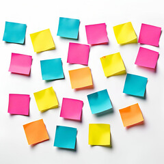 photo of a colorful post it or sticky notes for business, remainder, projects, students, etc. on white background. Generative ai