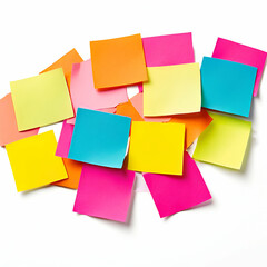 photo of a colorful post it or sticky notes for business, remainder, projects, students, etc. on white background. Generative ai