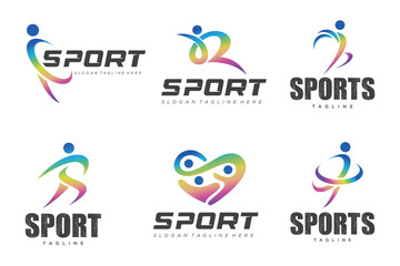collection sports people abstract logo. sports people logotype template. Vector illustration