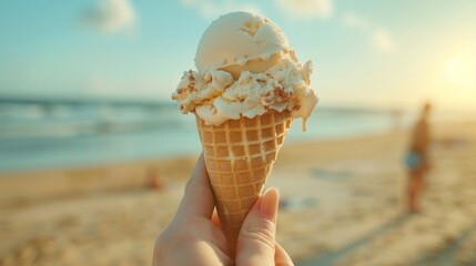 Tasty ice cream, summer dessert background 