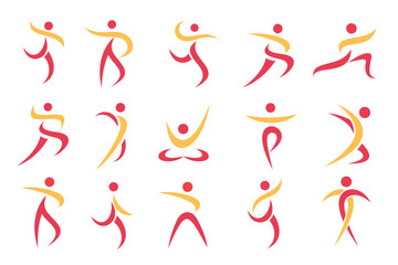 Abstract people logo design. sports, Gym ,fitness, running trainer icon set vector illustration