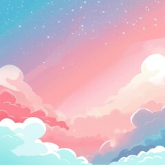 Fototapeta premium pink and blue cloud with stars in gradient sky