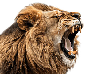 Lion roaring isolated on white background