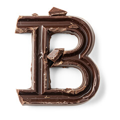 chocolate letter b on white background