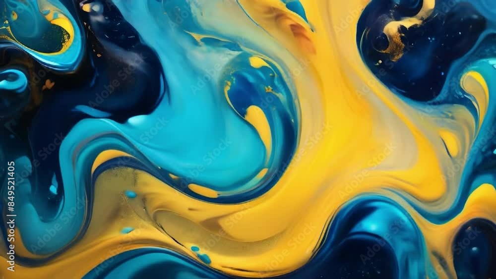 Poster fluid art drawing video, abstract acrylic texture with flowing effect. liquid paint backdrop with ch