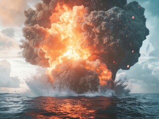 explosion nuclear bomb in ocean, Generative AI