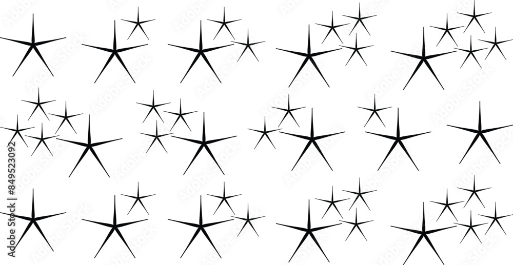 Wall mural Set of sparkle star icons. Abstract sparkle icon, shine icon, clean icon, flash icon, star shape vector	