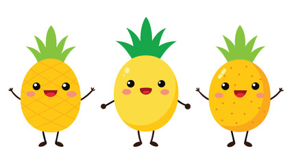 Big Set cute cartoon realistic fruits characters