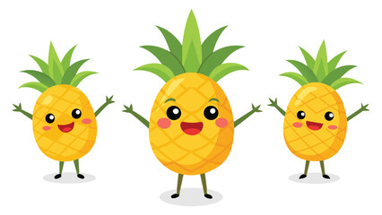 Big Set cute cartoon realistic fruits characters