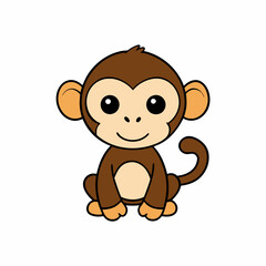 Baby monkey cartoon vector art illustration