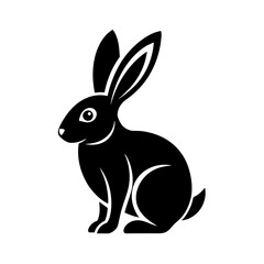 Obraz premium Rabbit silhouette linocut vector art illustration 