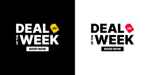 deal of the week shop now sale set colorful logo