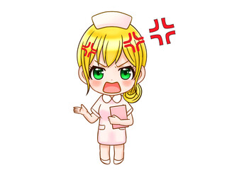 かわいい新米看護師のちびキャライラスト素材