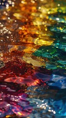 Dreamy Transparent Water Surface with Iridescent Shining and Rainbow Tones